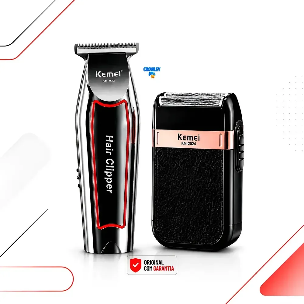 Kit Maquina Acabam. Corte Cabelo Barba Kemei-032 Shaver-2024