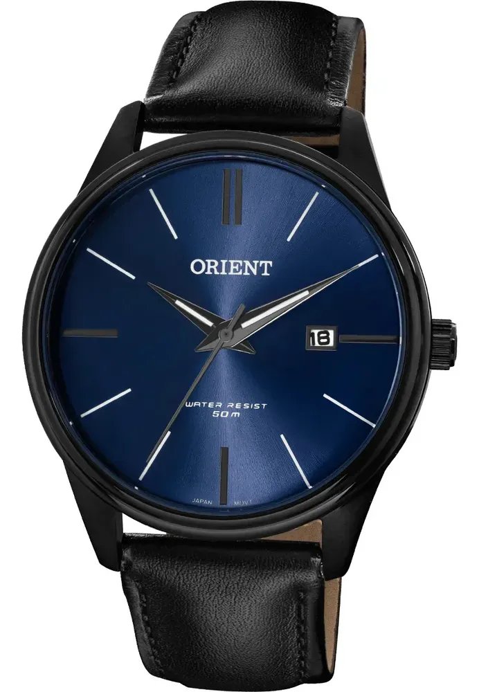 Relógio Orient Masculino Fundo Azul Pulseira Couro Calendário MPSC1018D1PX