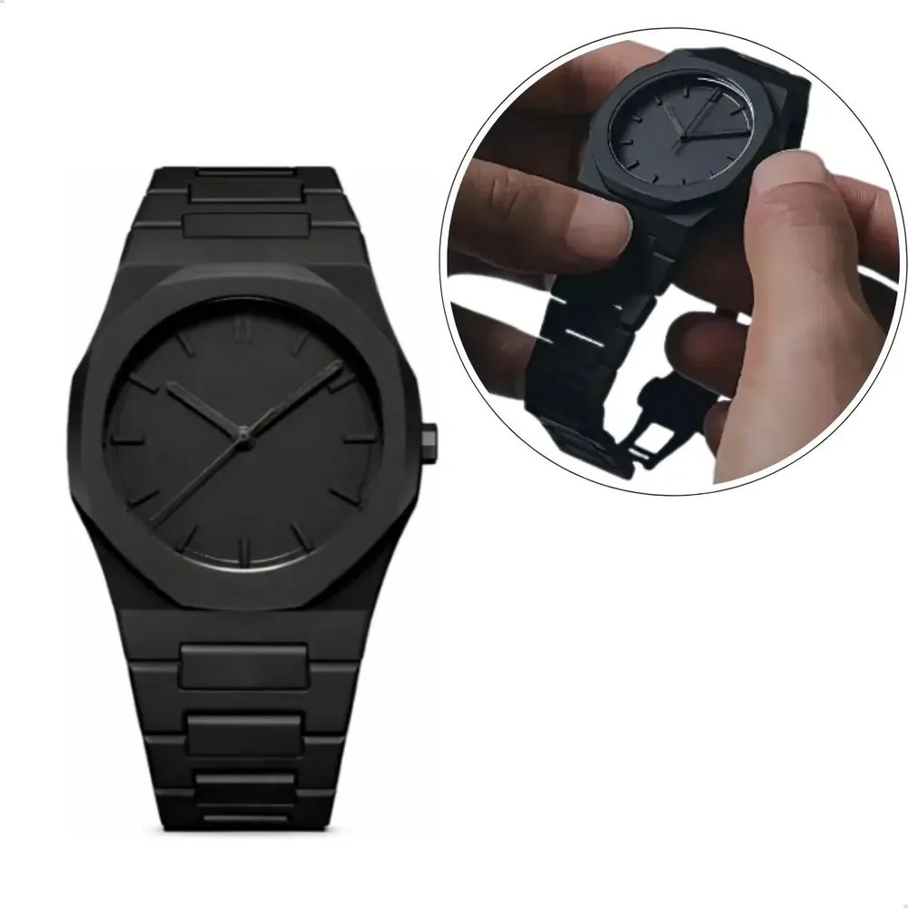 Relogio Masculino Minimalista All Black Chanfrado