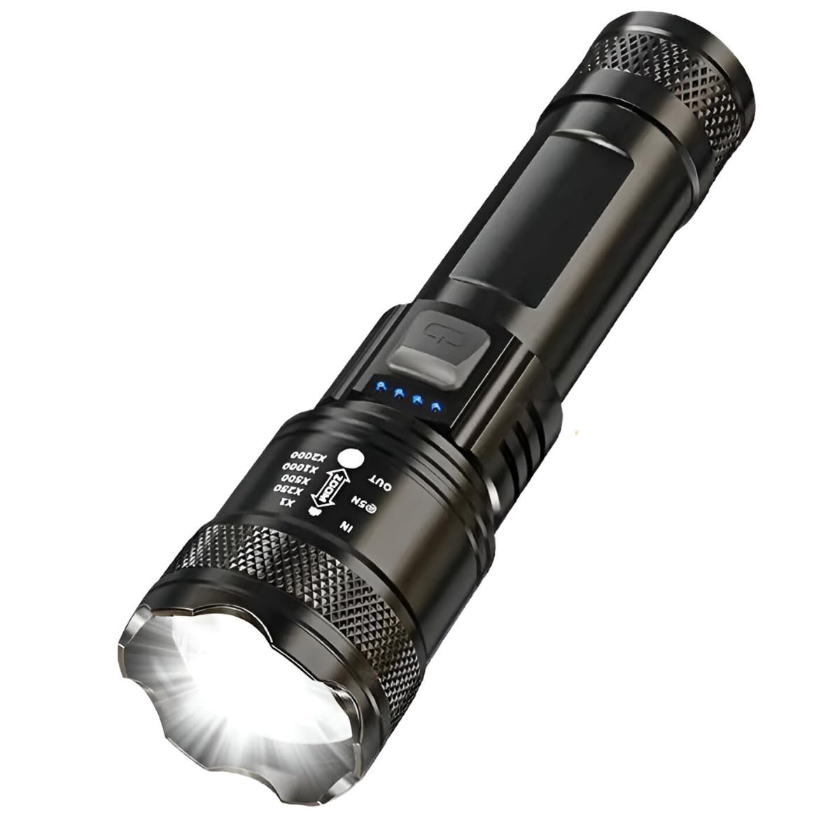 Lanterna Tática T9 Led Recarregável USB Super Potente Longo Alcance