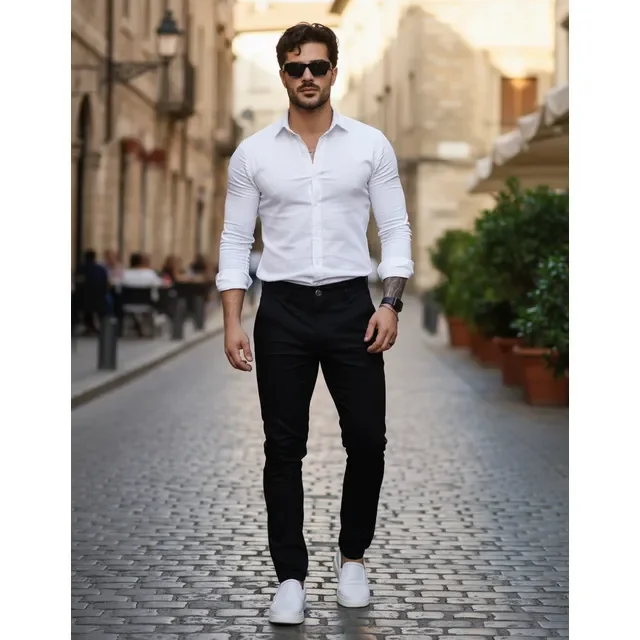 ⚫️ Calça Sarja Lycra Masculina Alfaiataria Social Sport Fino
