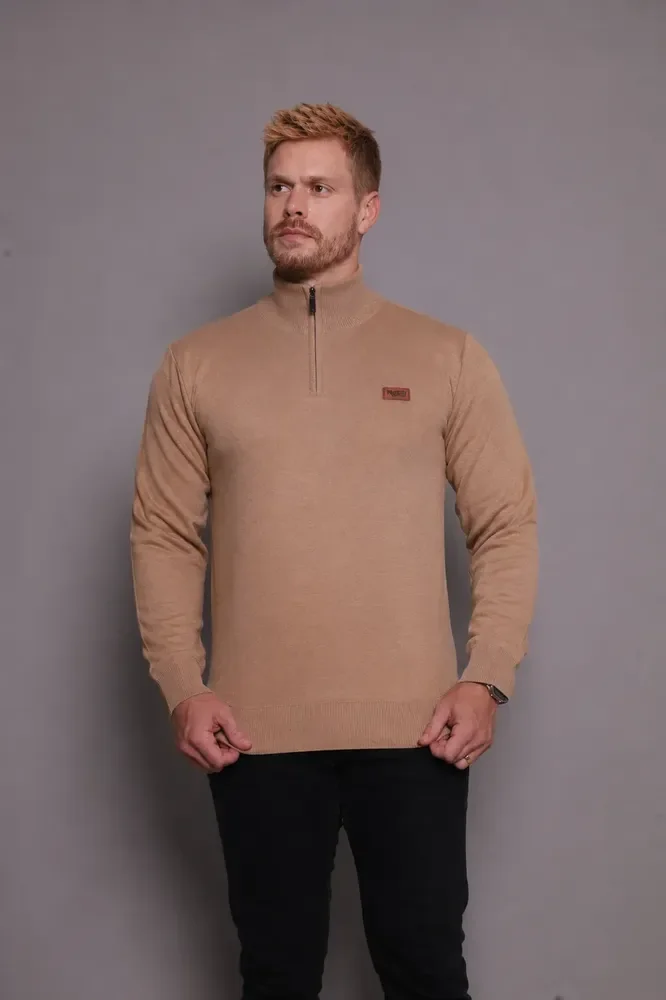 Suéter Masculino Zíper Gola Alta Red Nose