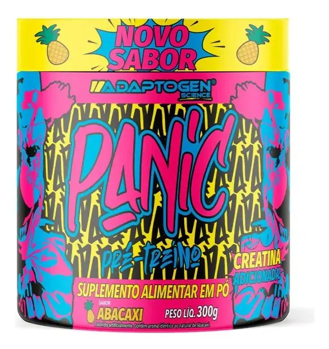 Pre Treino Adaptogen Panic 300g Abacaxi Com Creatina E Cafeina