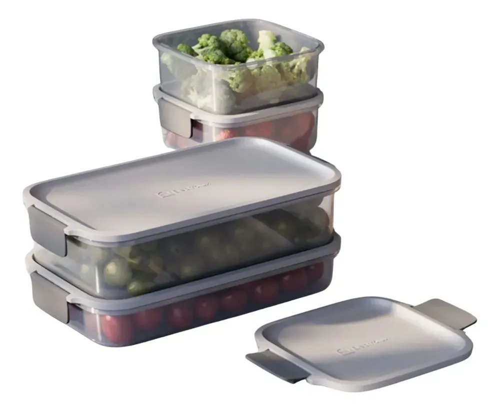 Electrolux Kit 6 Potes Hermeticos De Plastico Cinza 124l Safelock Empilhavel E Modular