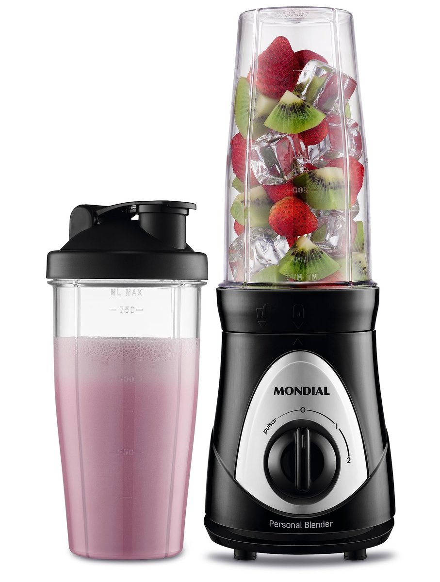 ✨MONDIAL Personal Blender, Preto/Prata, 300W, 110V - DG-01✨️