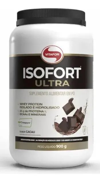 Whey Protein Vitafor Isofort Ultra 900g Cacau Com Creatina E Glutamina