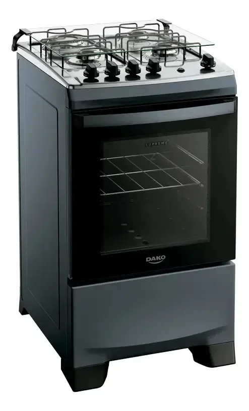 Fogão 4 Bocas Dako Supreme Mesa de Inox A Gás Titanium Bivolt
