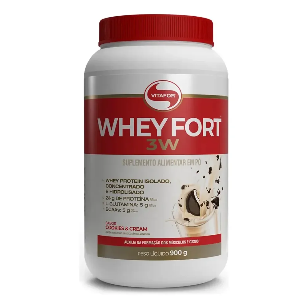 ✨Whey Fort 3w Cookies & Cream 900g Vitafor Biscoitos✨️