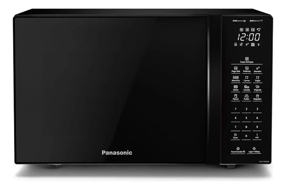 Microondas Panasonic Black Glass 34L Dupla Refeição 220v (NN-ST66NBRU) ​