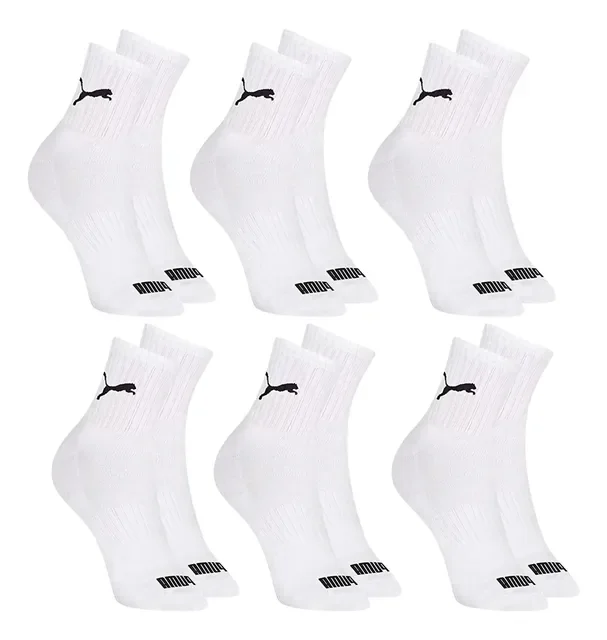 6 Pares Meias Puma Cano Médio Alto Atoalhada