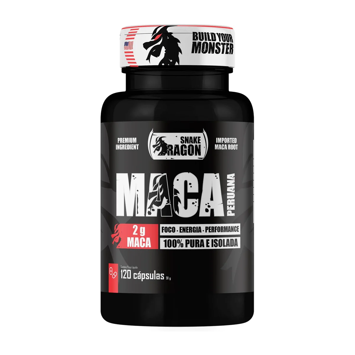 Maca Peruana Negra 120 Capsulas 2000mg Black Pura Premium Importada Para Homens e Mulheres Original 2g Por Dose