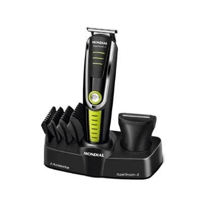Aparador de Pelos Mondial Super Groom 6 em 1 - Preto+verde