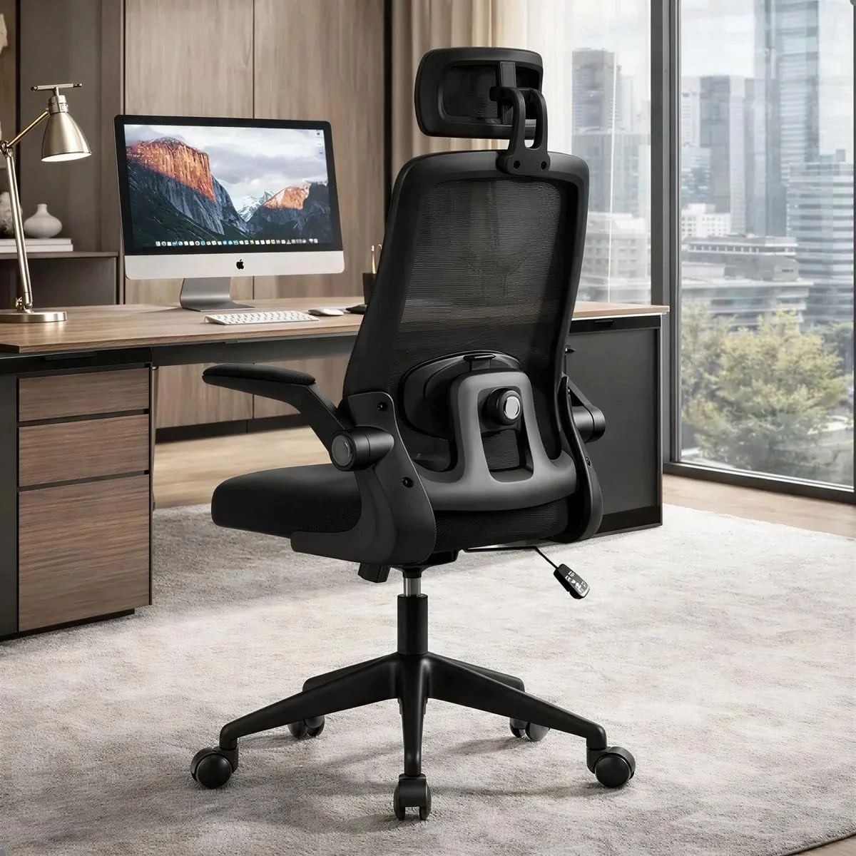 BlidShop Cadeira de Escritório Ergonômica, Suporte 120kg, Ajuste Lombar, Apoio de Cabeça, Tela Mesh…