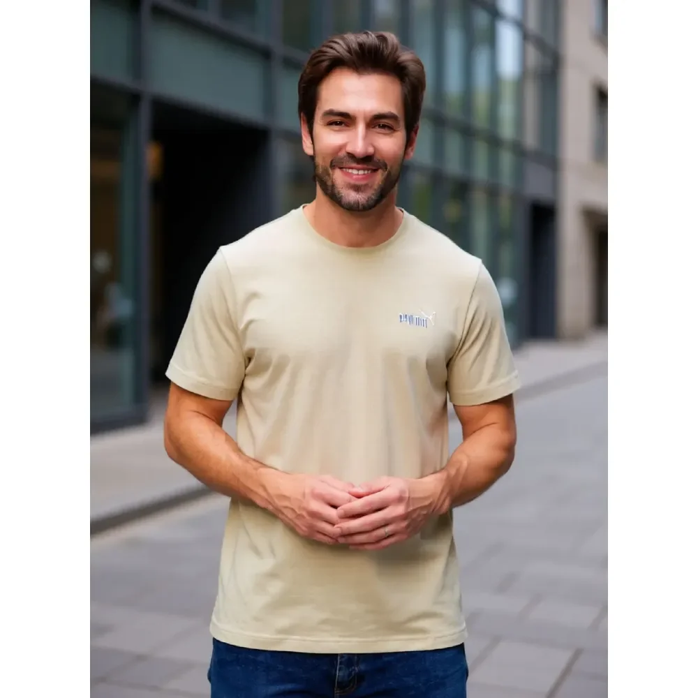 Camiseta Masculina Ess Small No. 1 Logo Tee Puma Bege N/a M Lisa