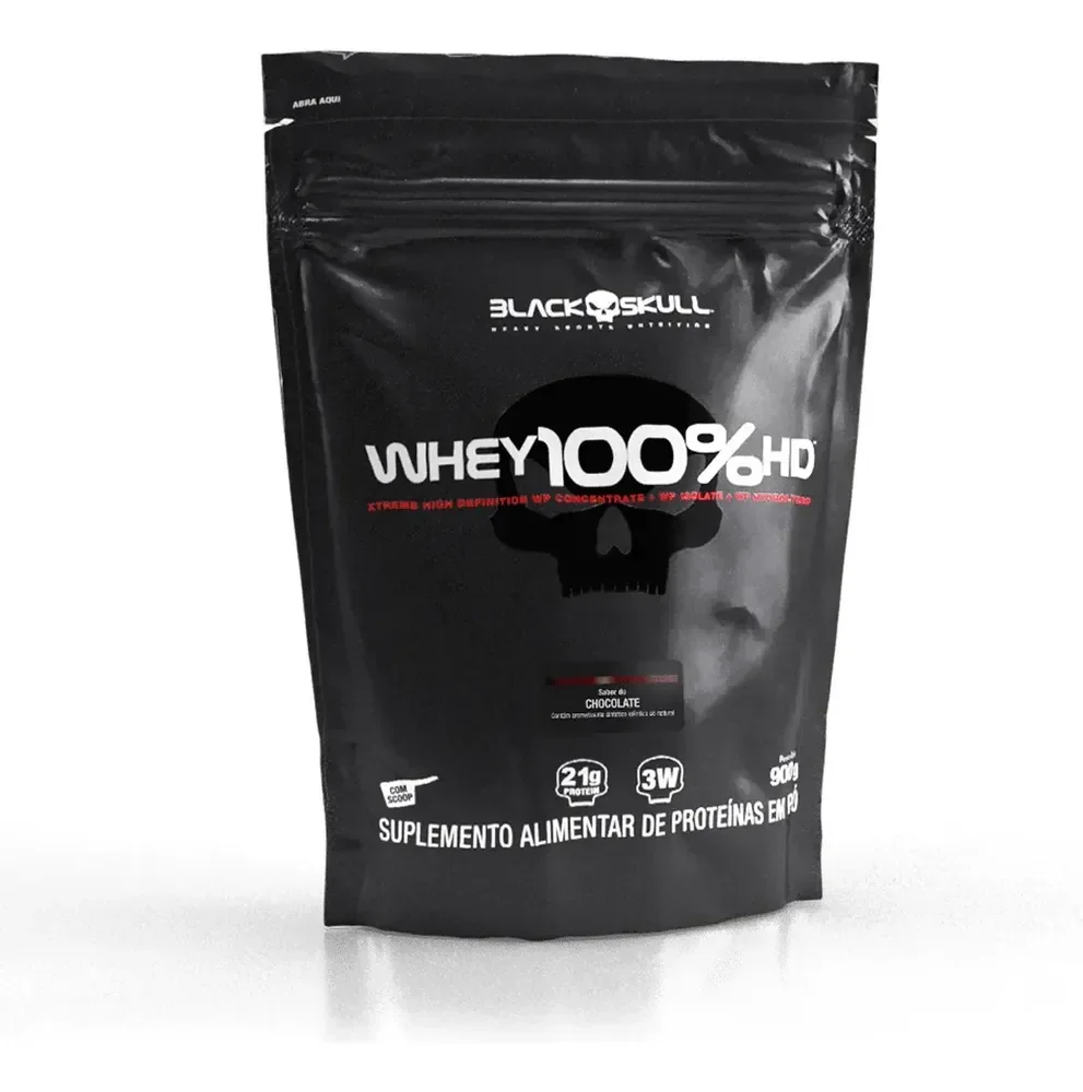 Whey 100% Hd Refil Black Skull - 900g (wpc, Wpi E Wph) Sabor Chocolate
