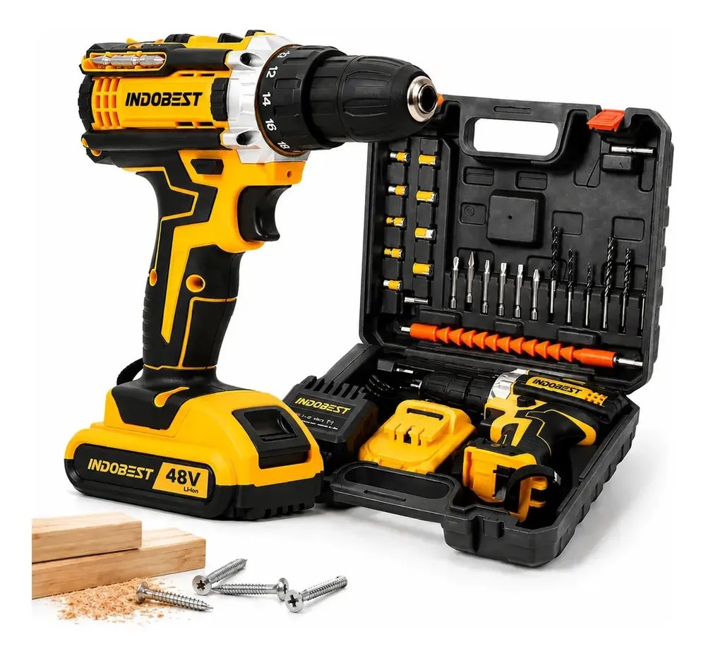 Parafusadeira Furadeira Sem Fio 2 Baterias 340w 1550 Rpm