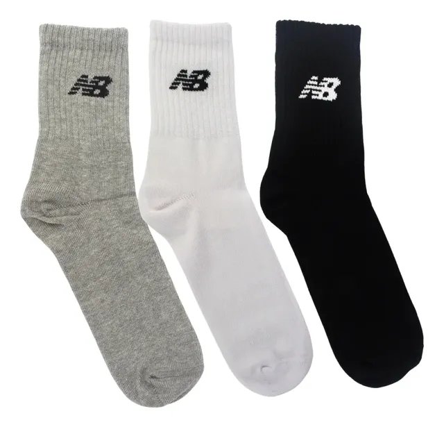 Kit com 3 Pares Meias New Balance Cano Longo