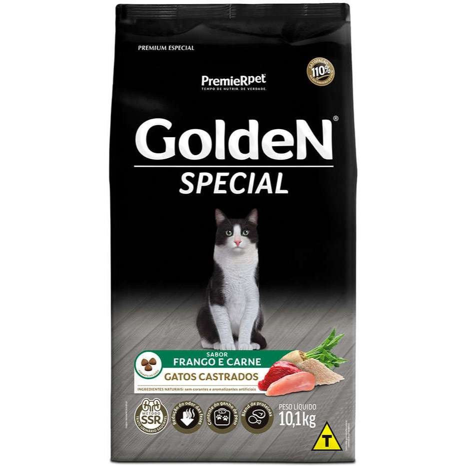 Ração Golden Special Gatos Castrados Frango e Carne 10.1Kg