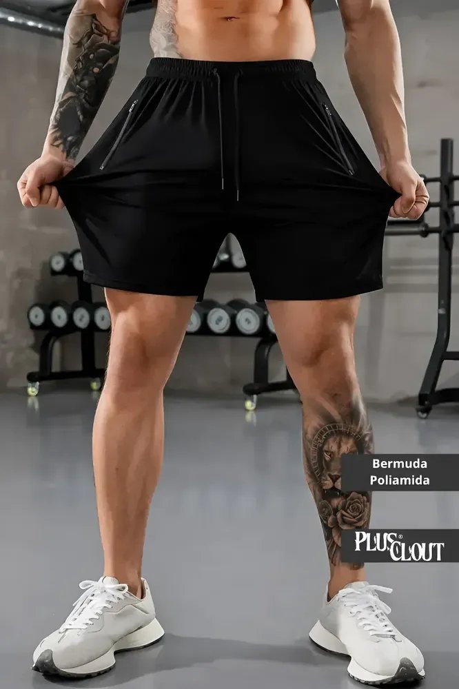 ⚫️ Bermuda Masculino Slim Fit Esportiva Fitness P/ Academia