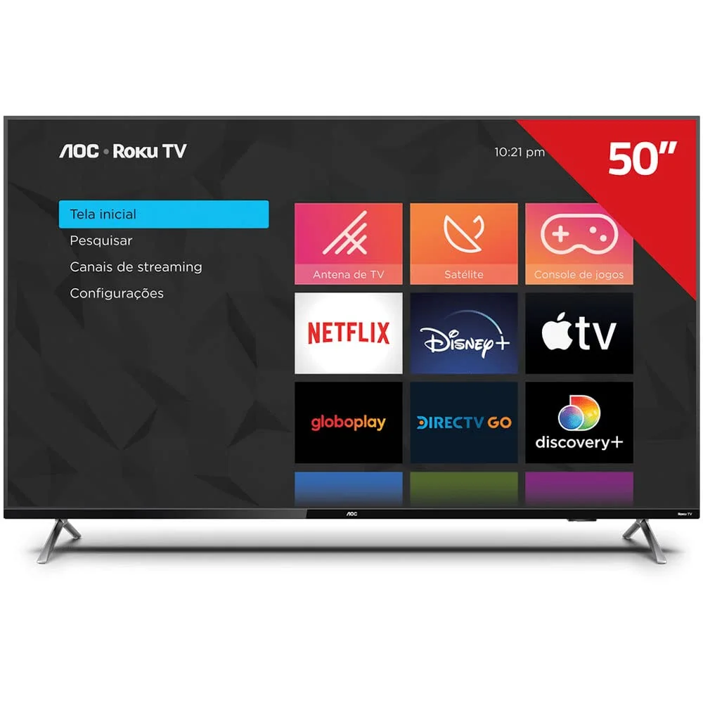 Smart TV 50" Aoc Roku 4K Série 6125-50U6125/78G