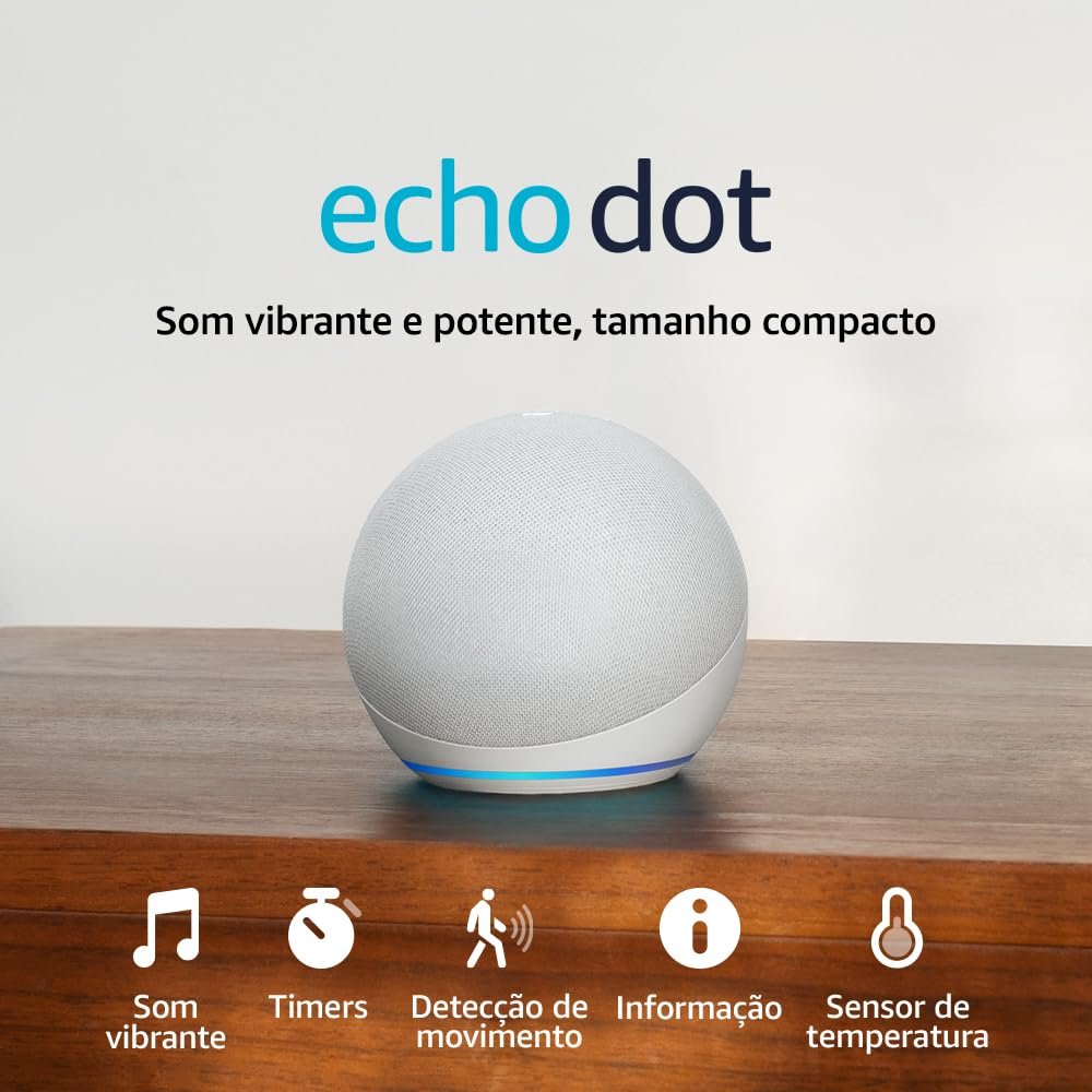 ALEXAAA 🗣 Echo Dot (Geração mais recente) | Smart speaker com Alexa, som vibrante e potente, Wi-Fi e Bluetooth | Cor Branca, com Acesso Antecipado à Alexa+