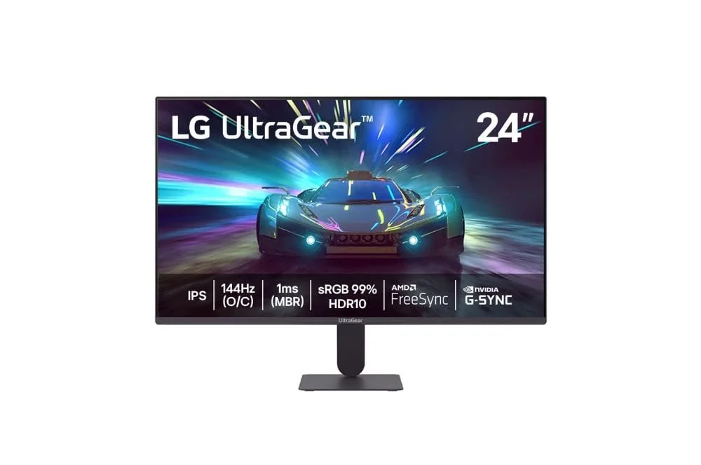 LG UltraGear Monitor Gamer 24" IPS 144Hz (O/C) 1ms (MBR) Full HD (1920x1080) HDR10 NVIDIA G-SYNC AMD FreeSync, Preto - 24G411A