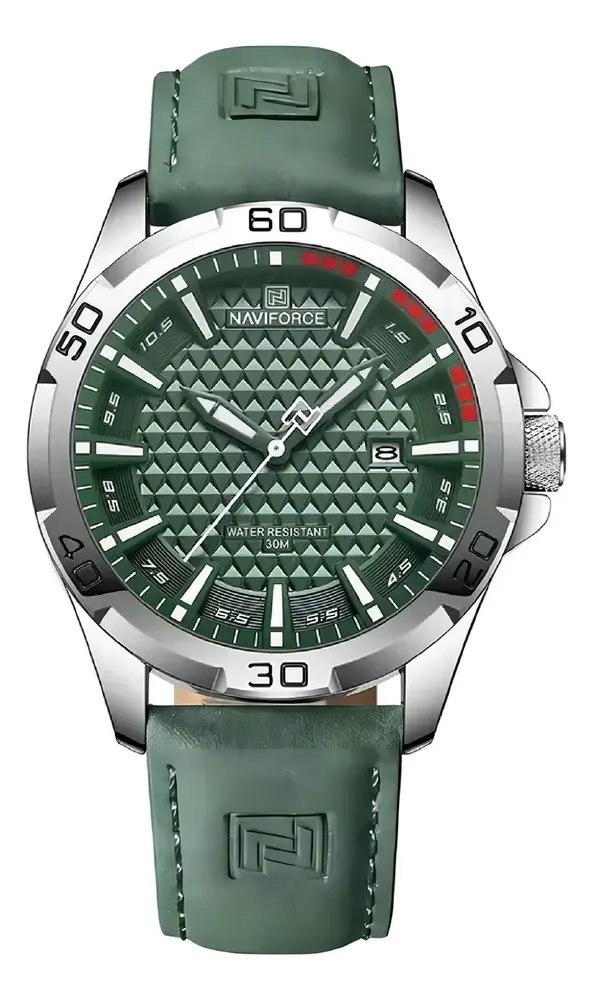 ⚫️ Relógio Masculino Naviforce Esportivo Pulseira Couro - Verde