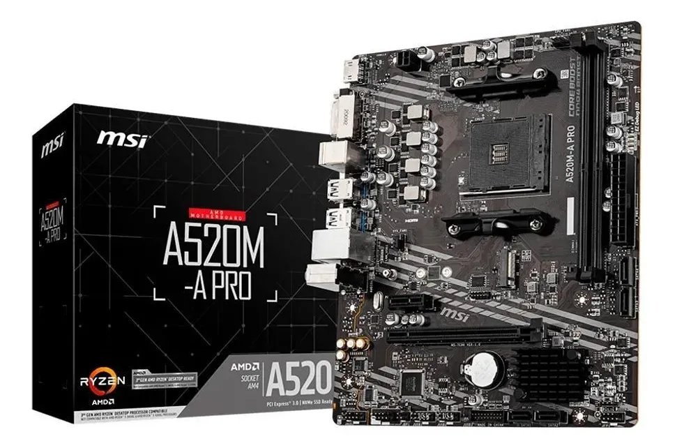 Placa-mãe Msi A520m-a Pro Amd Am4 Matx Ddr4 Preto