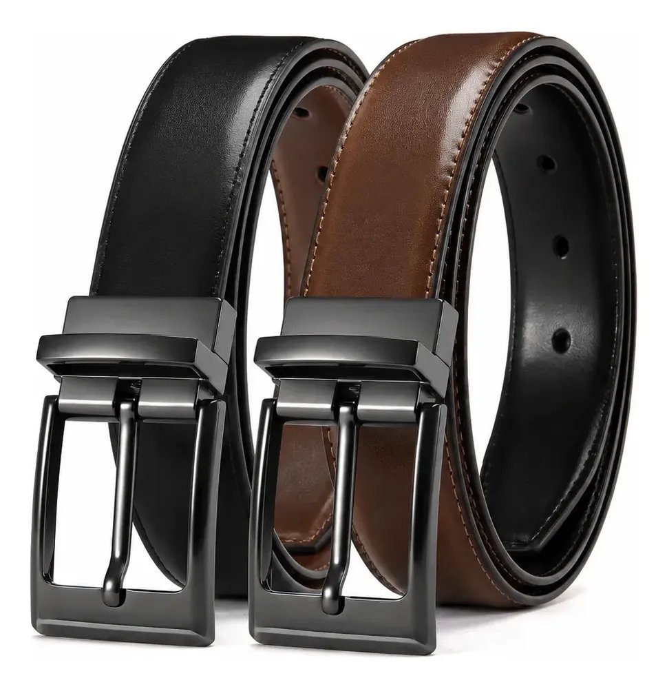 Cinto Masculino Couro Dupla Face 2 Em 1 Preto Marrom Social Preto/marrom 130 Cm