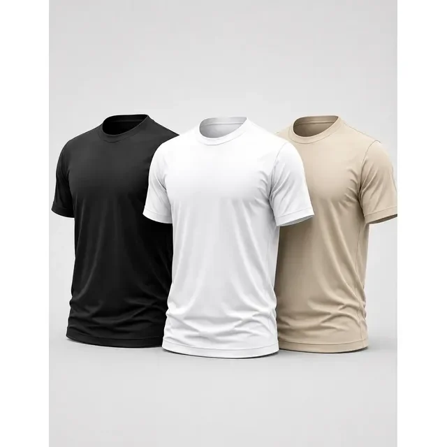 ⚫️ Kit 3 Camisetas Básicas Masculinas Lisa Gola Redonda Casual