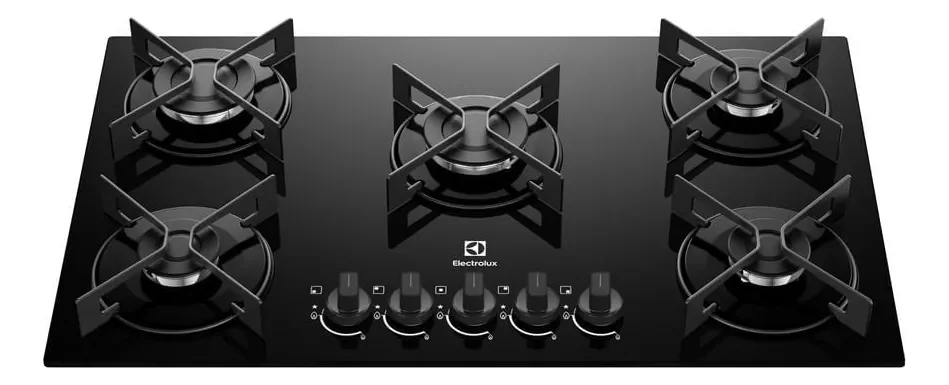 Cooktop 5 Bocas a Gás Electrolux Mesa de Vidro Efficient Grade de Aço Fosco (KE5GR)