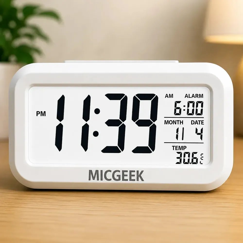 Relogio Digital Despertador Mesa Cabeceira Quarto Idoso Cor Branco Micgeek