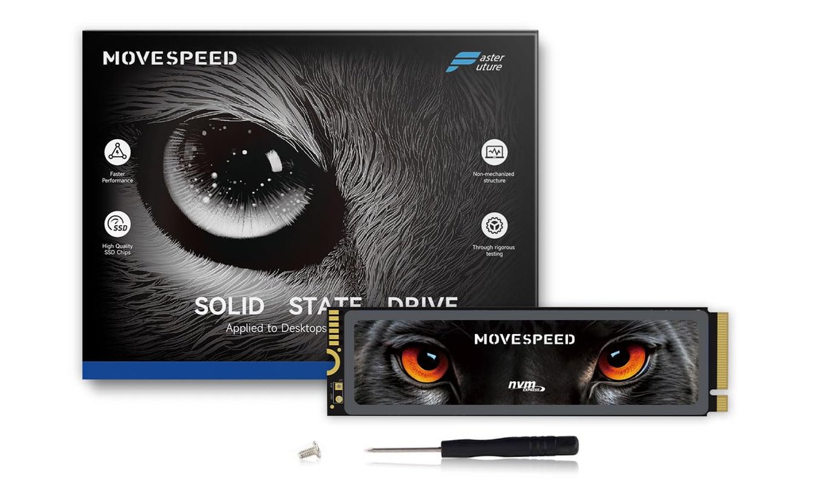 MOVE SPEED SSD HB7450 de 1 TB para PS5 com dissipador de calor TLC NAND, Unidade de estado sólido interna PCIe 4.0 NVMe M.2 - até 7450 MB/s, expansão de armazenamento 3D NAND, compatível com PS5