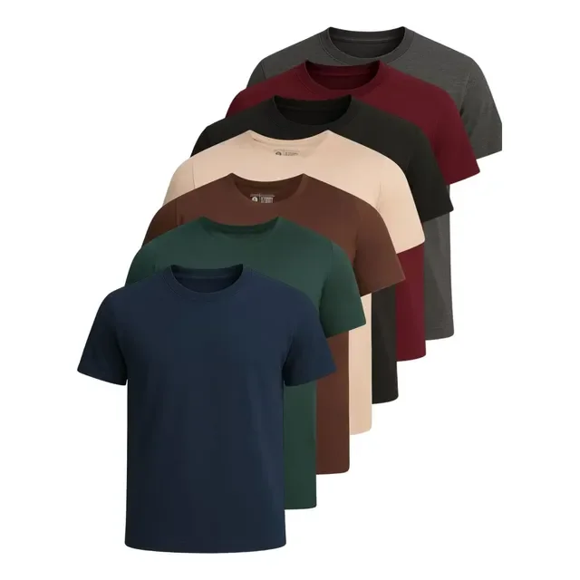 Kit 7 Camisetas Básica Lisa Algodão Premium