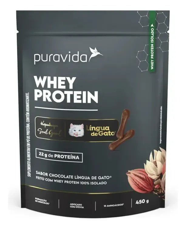 🔥Whey Protein Isolado Lingua de Gato 450g - Puravida