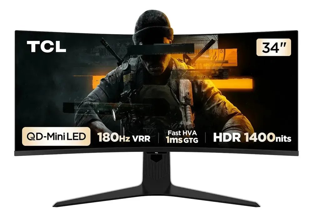 ✨Monitor Gamer Curvo TCL 34 Polegadas QLED Mini LED WQHD R83Q 180Hz 1ms (GtG) HDR 1400 nits 34R83Q✨️