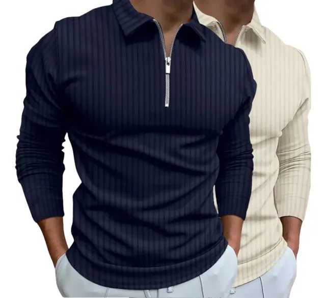 Kit com 2 Camisas Polo Manga Longa Blusa Zíper