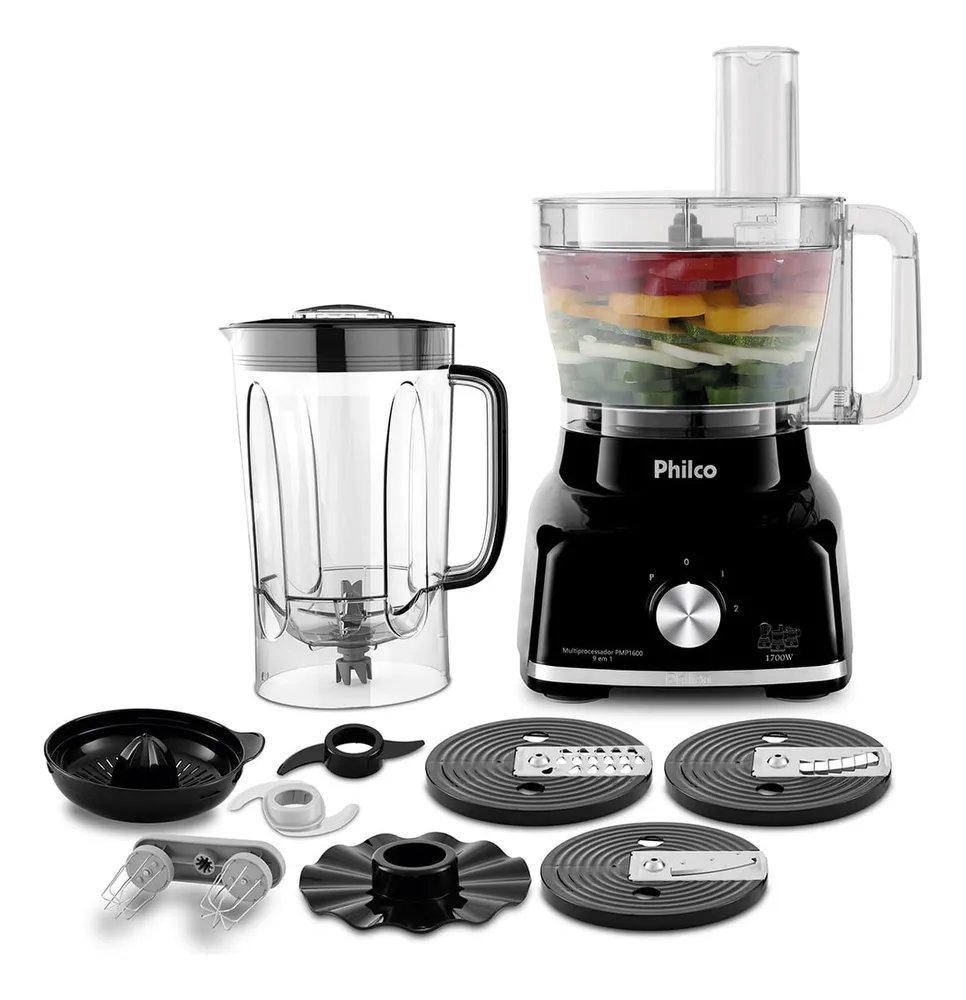 ✨Multiprocessador Philco 1700W 9 em 1 Preto PMP1600P✨️