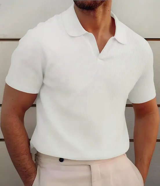 Polo Sem Botao Masculina Minimalista Com Tecido Texturizado (P ao GG)