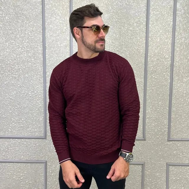 Suéter Masculino Blusa De Frio Tricô Lã Social Casual Liso