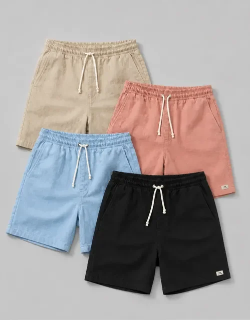 Kit 4 Short Linho Mauricinho Masculino Bermuda Esporte Fino