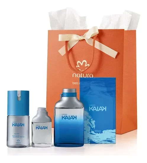 Presente Kit Kaiak Clássico Natura Tradicional Masculino Original - Kaiak Clássico Masculino 100ml - Deo Corporal Masculino 100ml - Shampoo Cabelo e Corpo 100ml - Kaiak clássico 25 ml