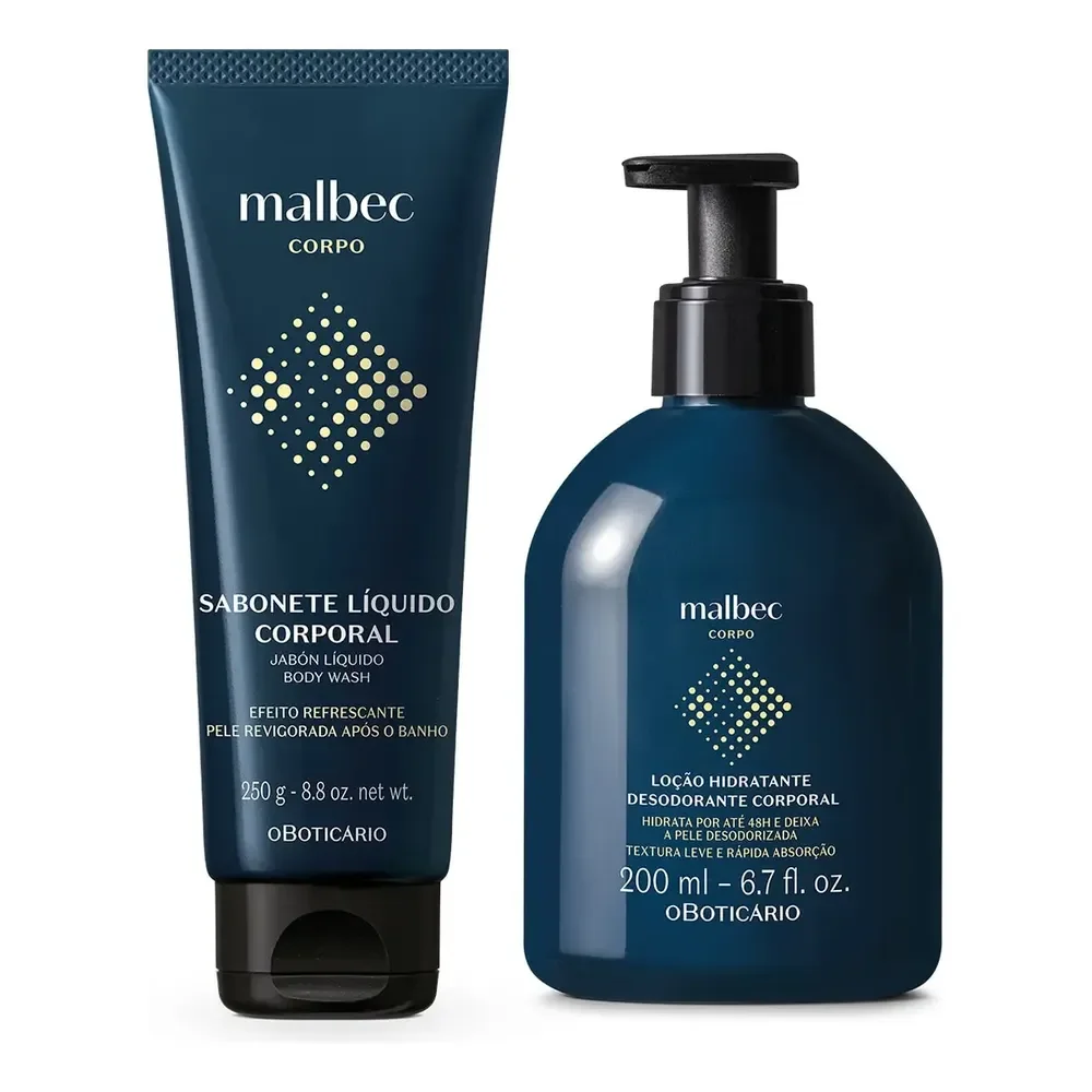 Malbec Cuidados • Loção Corporal 200ml • ⁠Sabonete Líquido 250g