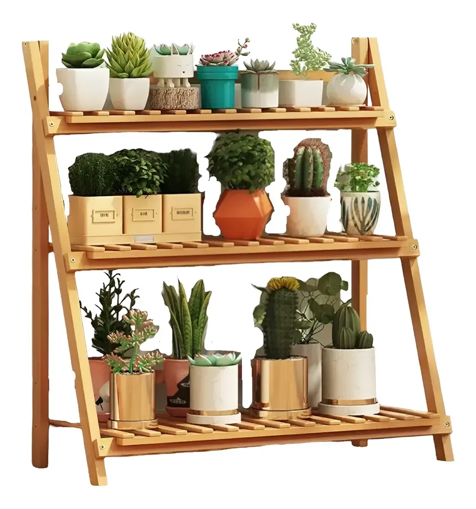 Estante Para Vasos De Plantas, Floreira De Madeira, Dobrável