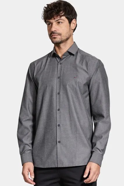 Camisa Aramis Manga Longa Algodão Misto Chumbo