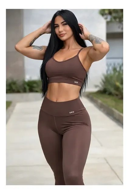 Conjunto Gkd: Legging Cós Alto + Top Duplo