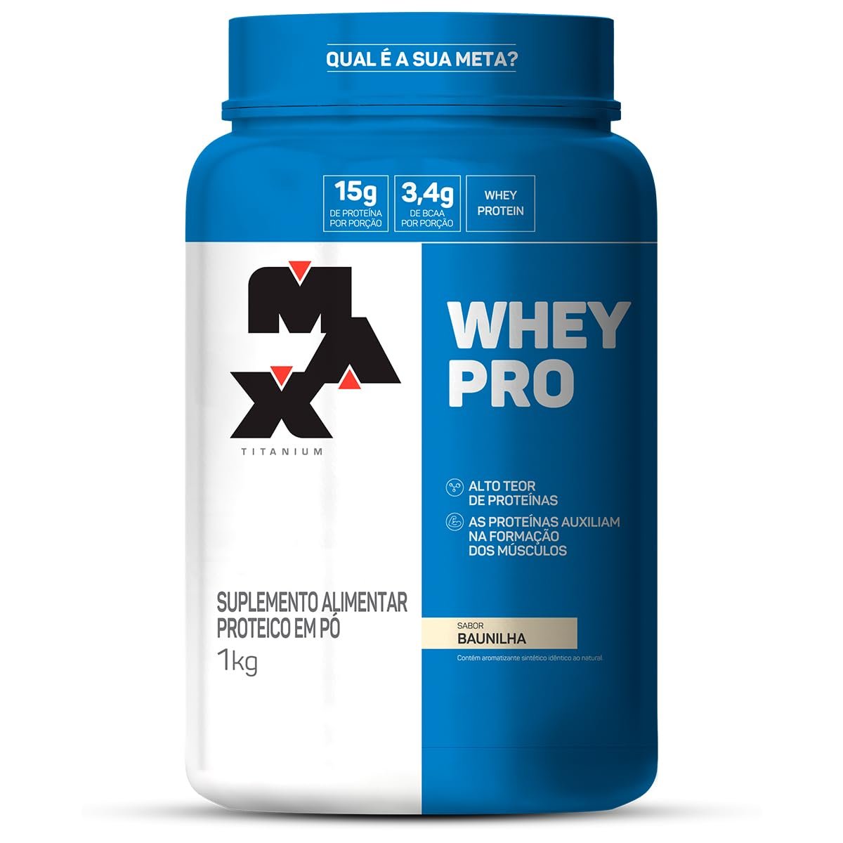 ✨Max Titanium Whey Pro Pote 1kg Sabor Baunilha✨️