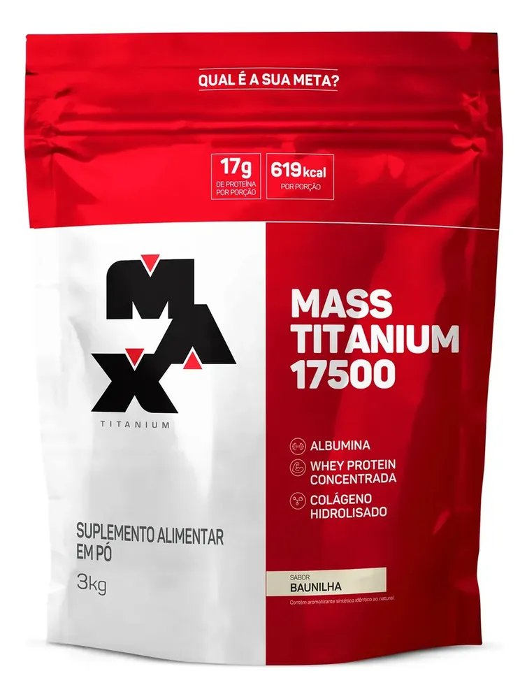 Hipercalorico Mass Titanium 17500 3kg Max Titanium Sabor Baunilha