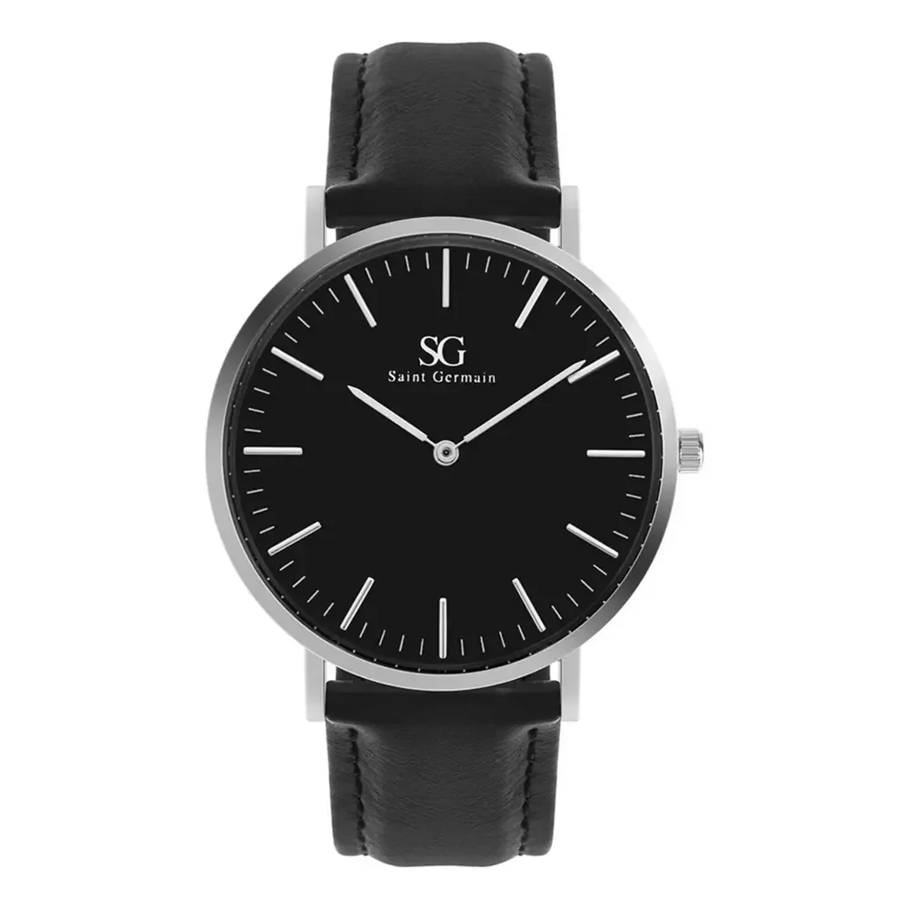 Relógio Masculino Saint Germain Murray Caixa Prateada De 40mm Preto Prateado