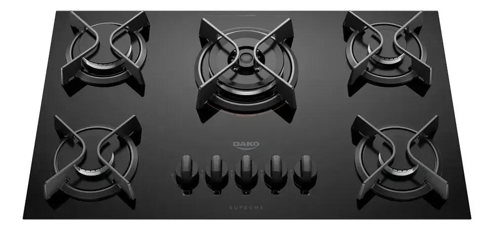 Cooktop a Gás Dako Supreme com 5 Bocas Tripla Chama Preto Bivolt ​